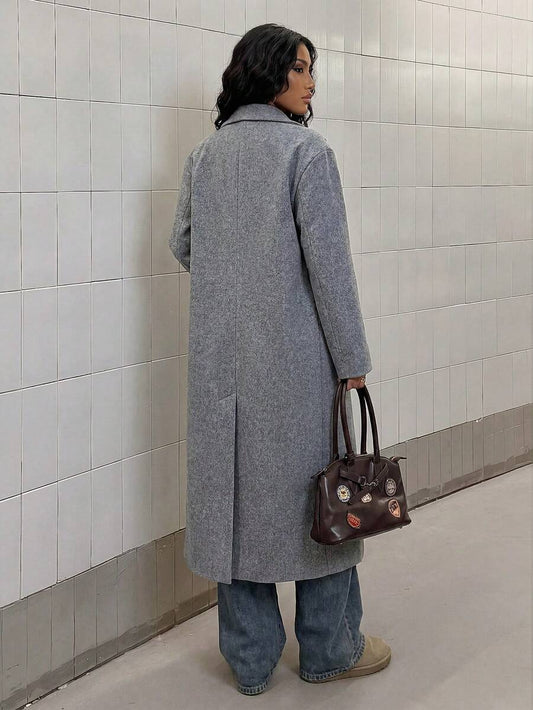 Double Breasted Lapel Long Overcoat