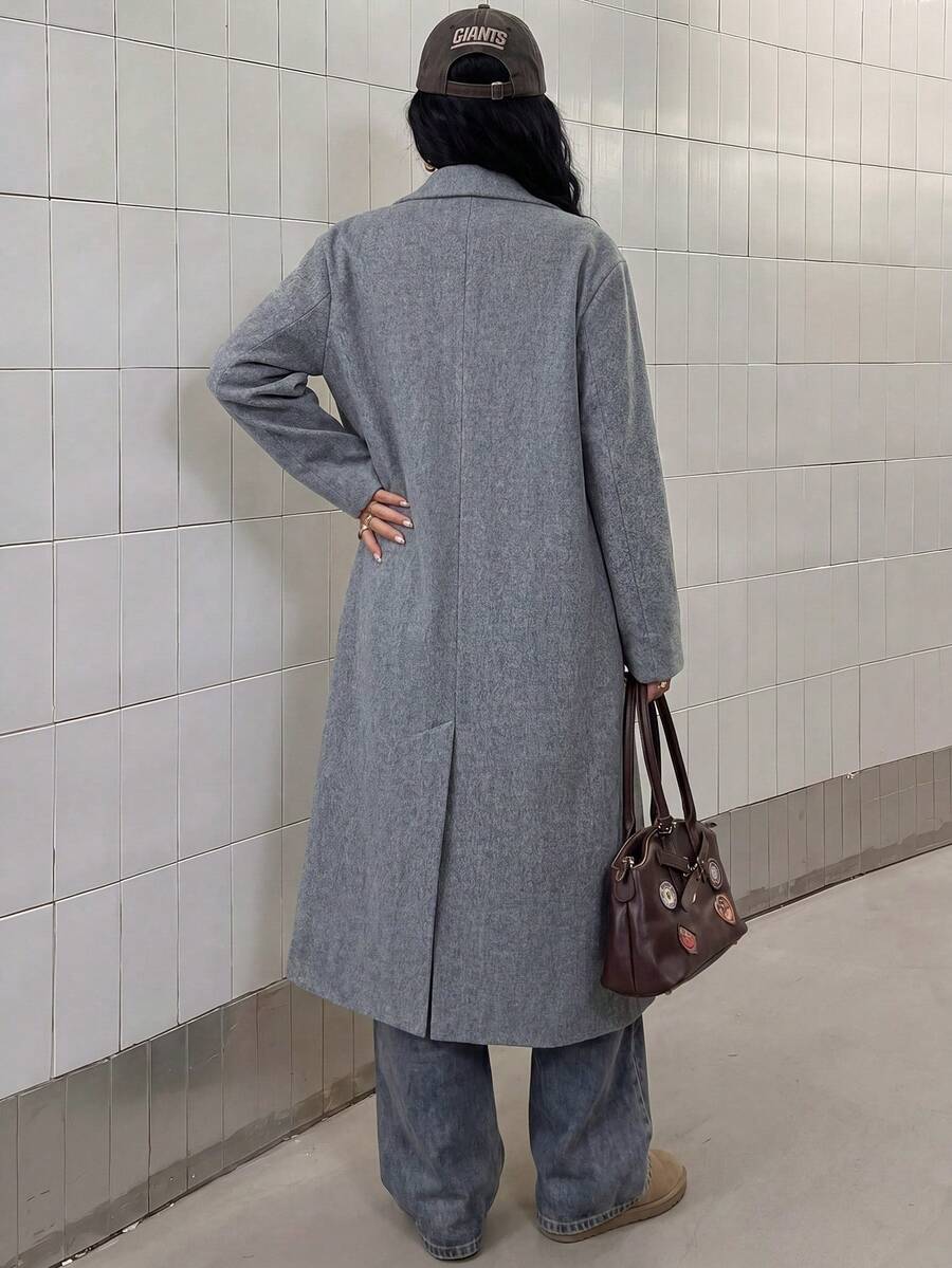 Double Breasted Lapel Long Overcoat