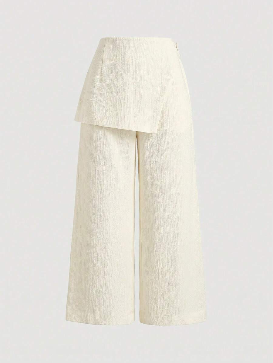 Plus Size Fold Over Wide Leg Trousers