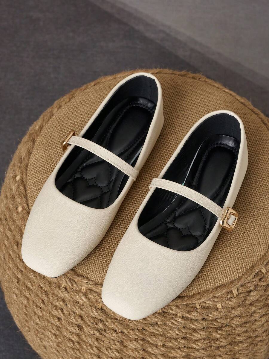 Square Toe Patchwork Mary Jane Flats