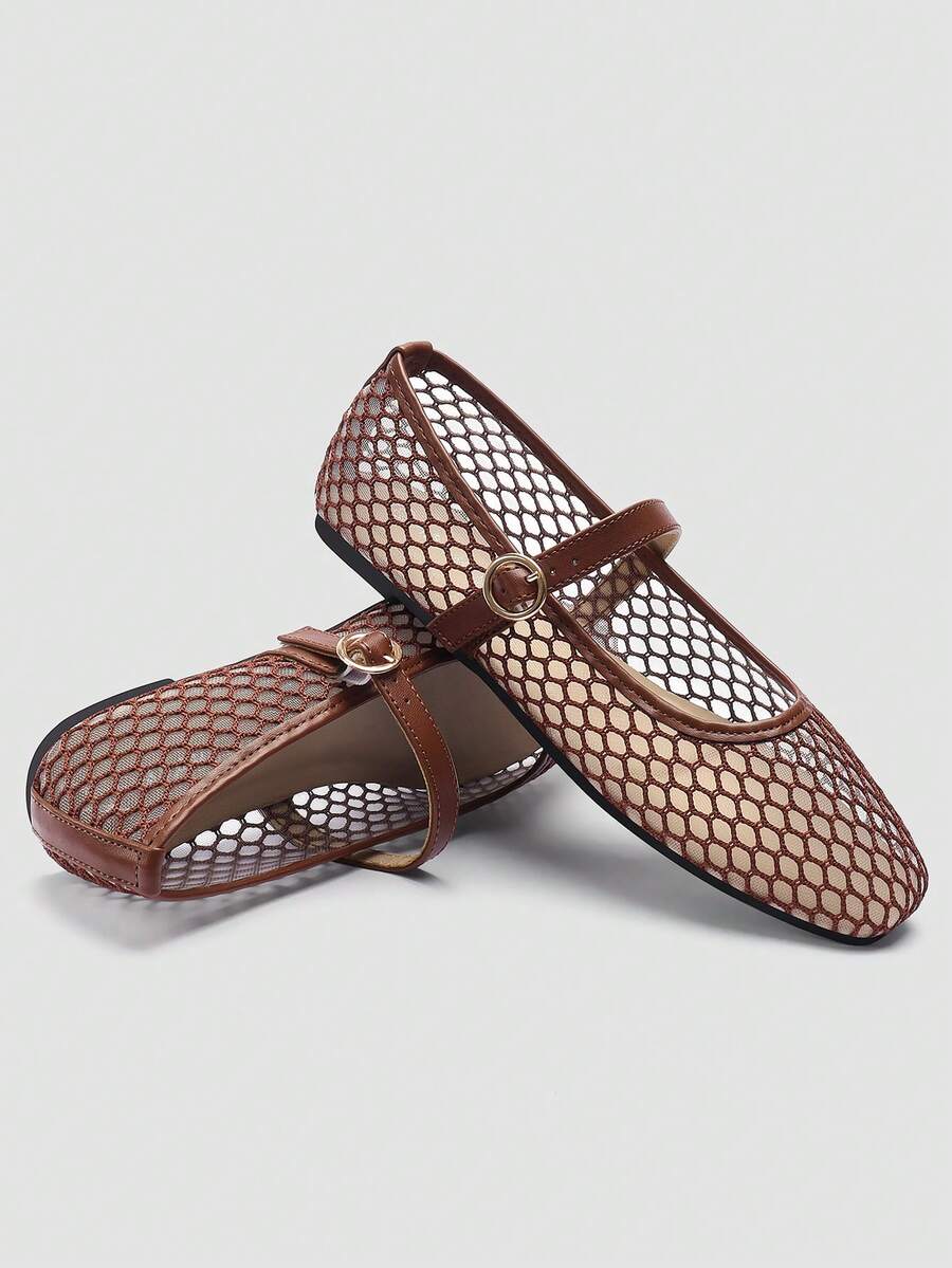 Mesh Mary Jane Ballet Flats