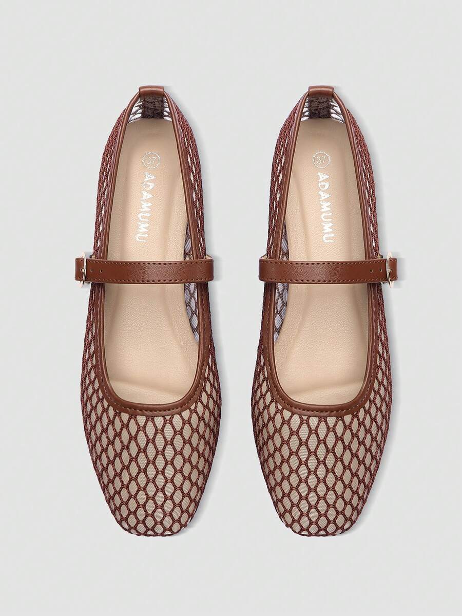 Mesh Mary Jane Ballet Flats