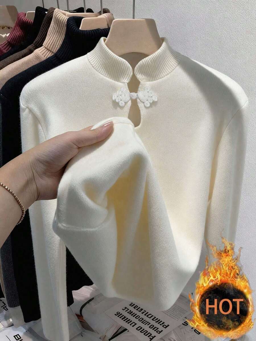 Thermal Lined High Round Neck Long Sleeve Tee