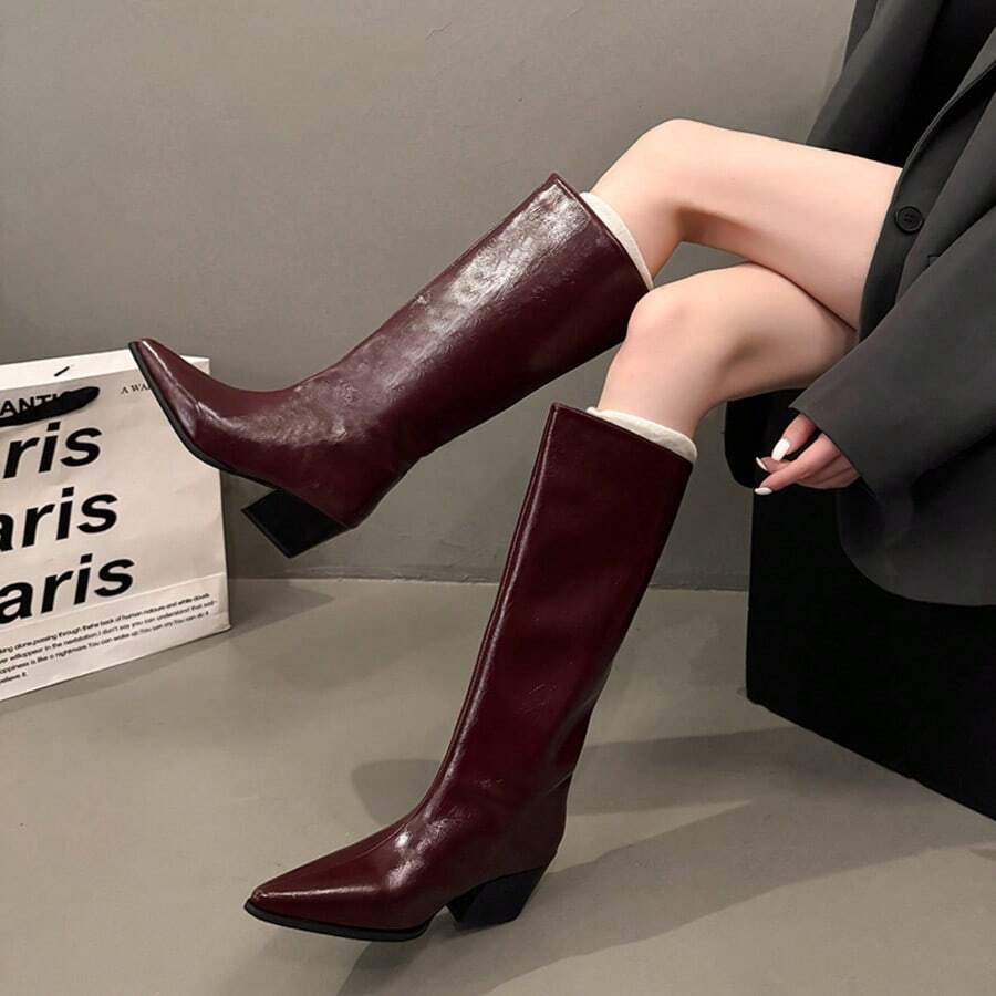 Pointed Toe Wide Calf Knee Boots