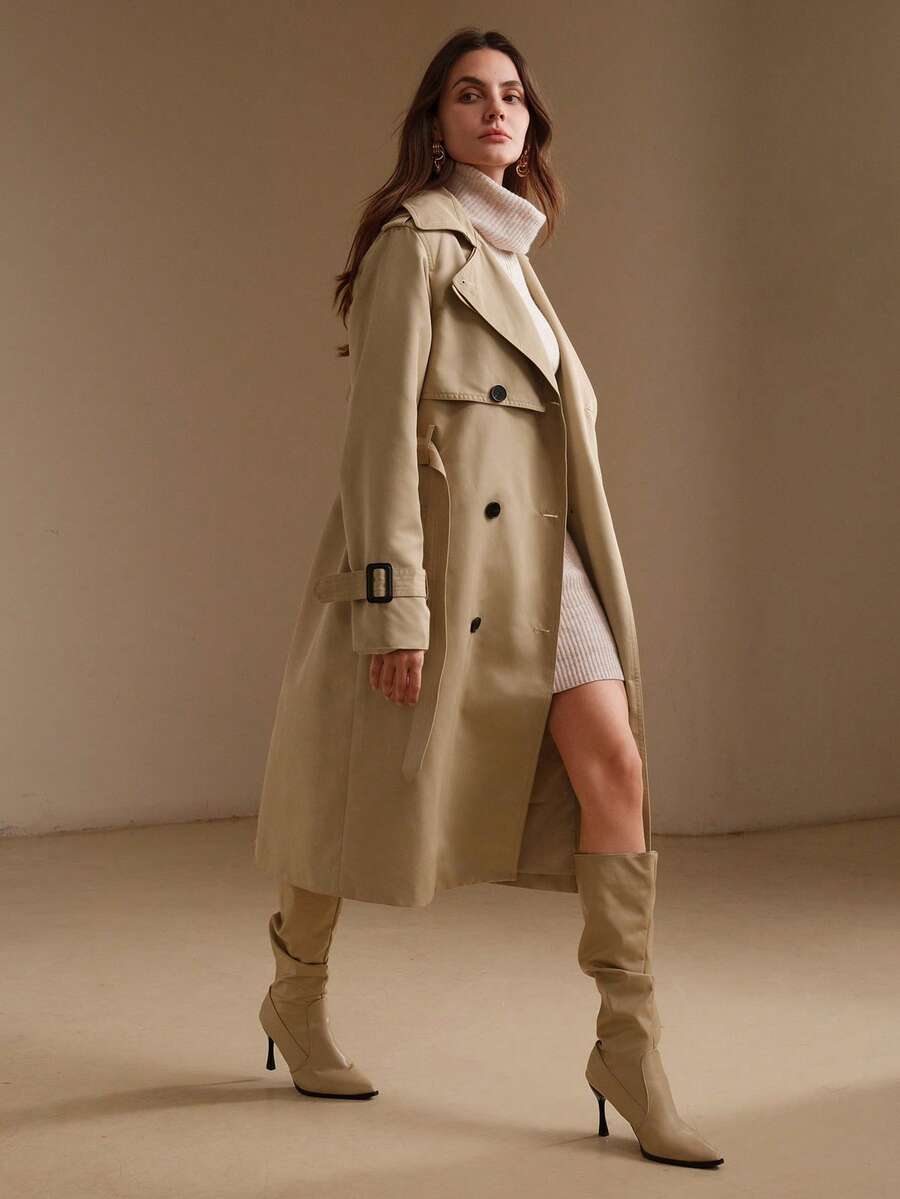 Belted Double Breasted Trench Coat