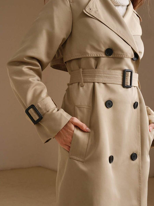Belted Double Breasted Trench Coat