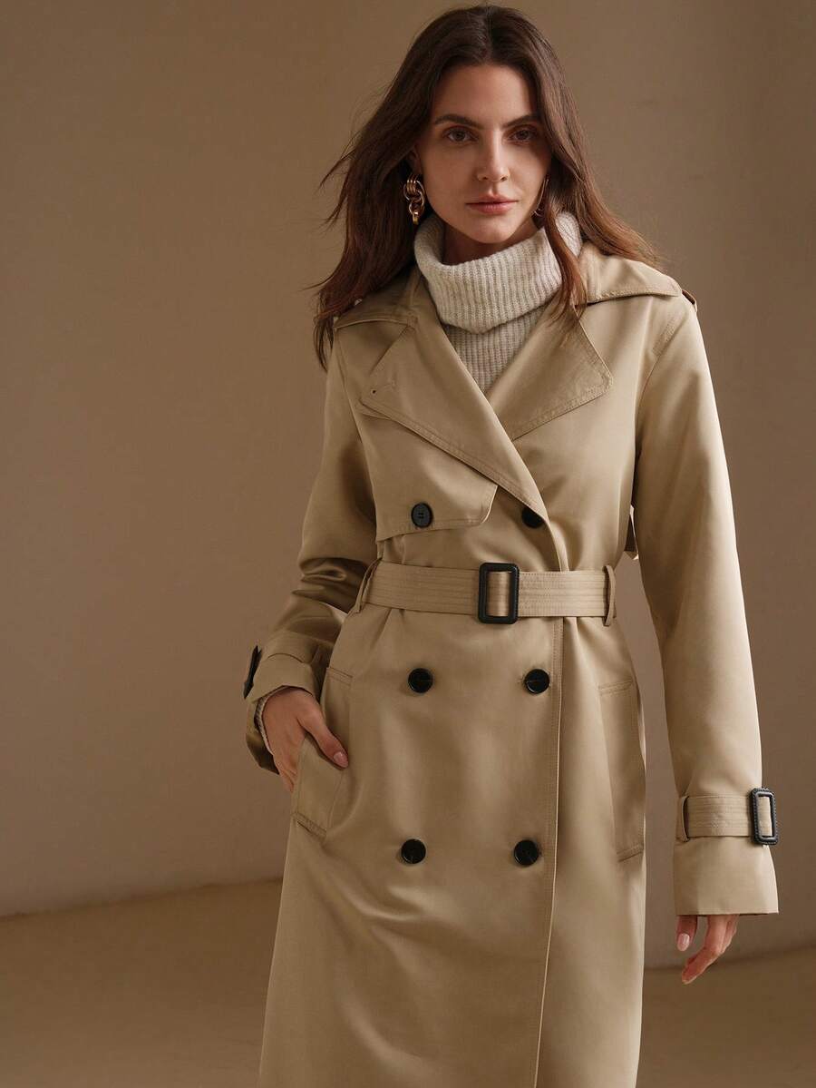 Belted Double Breasted Trench Coat