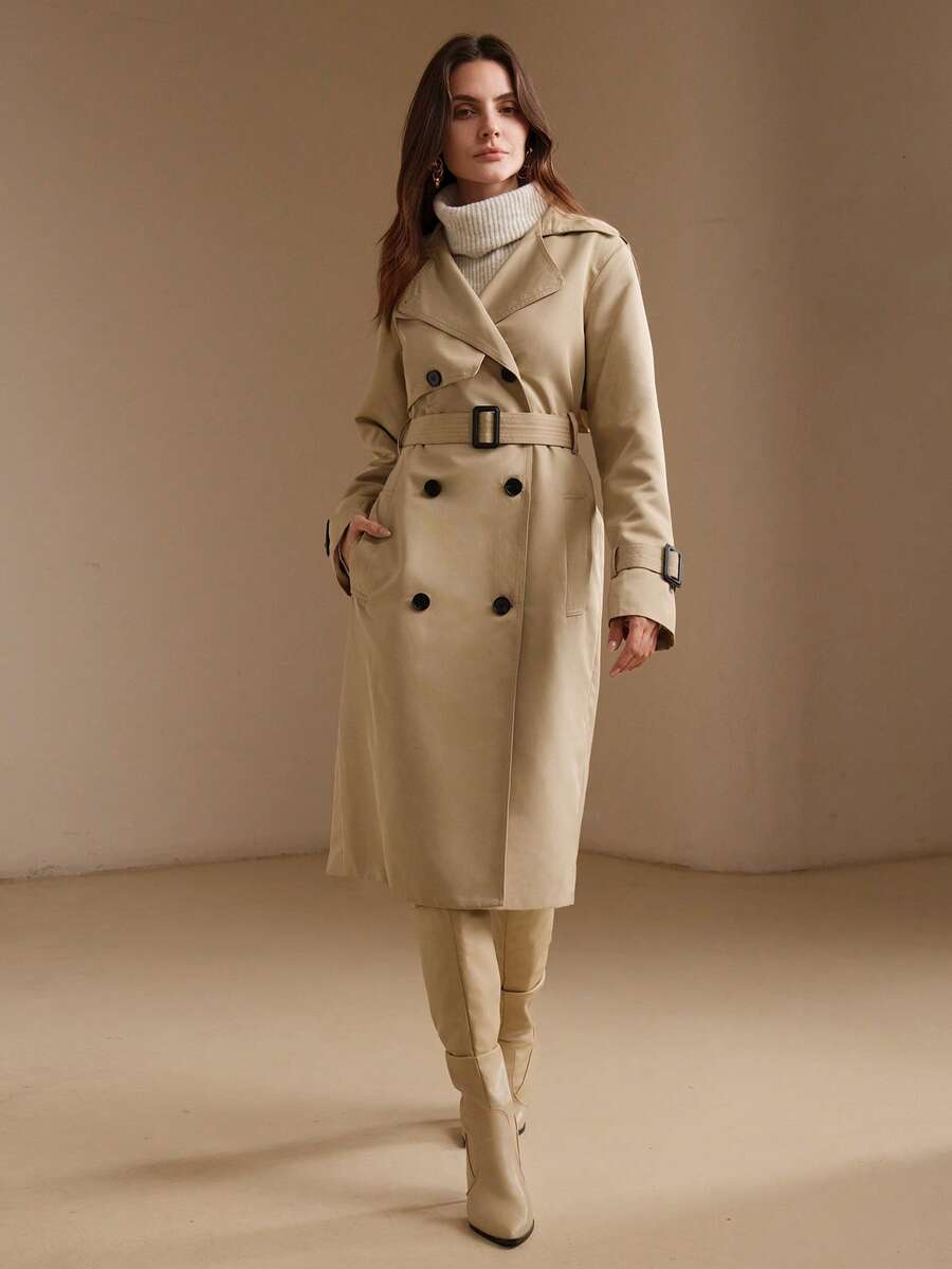 Belted Double Breasted Trench Coat