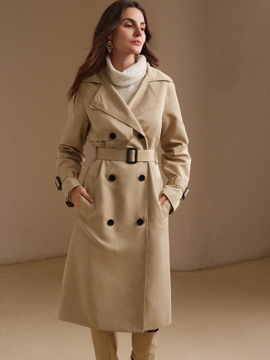 Belted Double Breasted Trench Coat