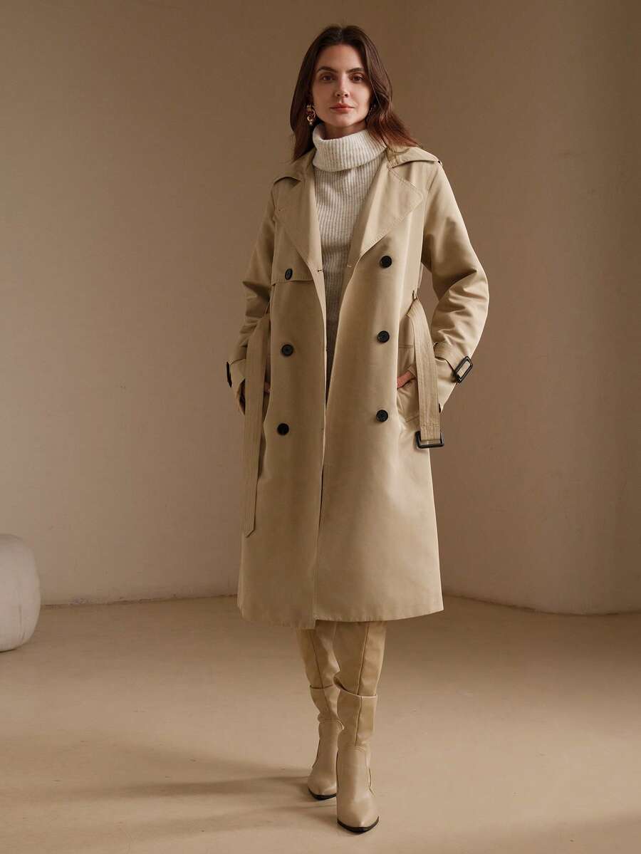 Belted Double Breasted Trench Coat