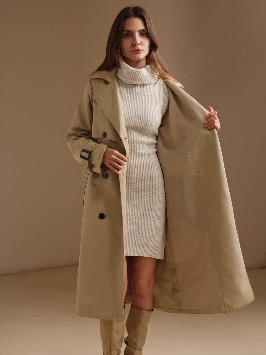 Belted Double Breasted Trench Coat