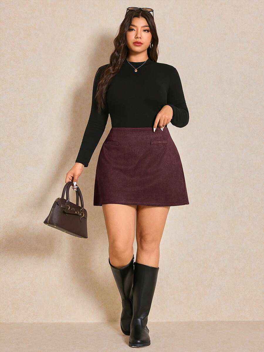 Plus Size Plaid Skort