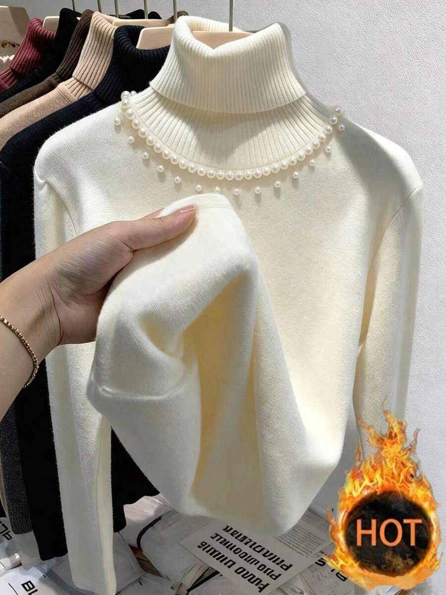 Thermal Lined High Round Neck Long Sleeve Tee