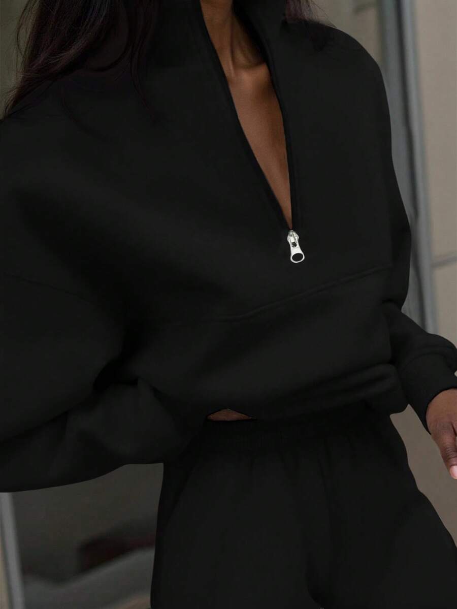 Half Zip Stand Collar Sweatshirt