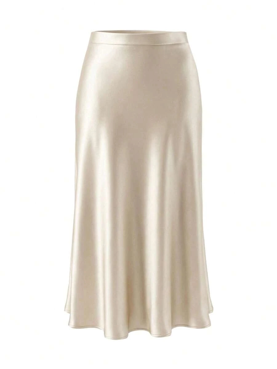 Plus Size High Waist Satin Skirt