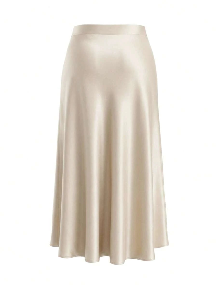 Plus Size High Waist Satin Skirt