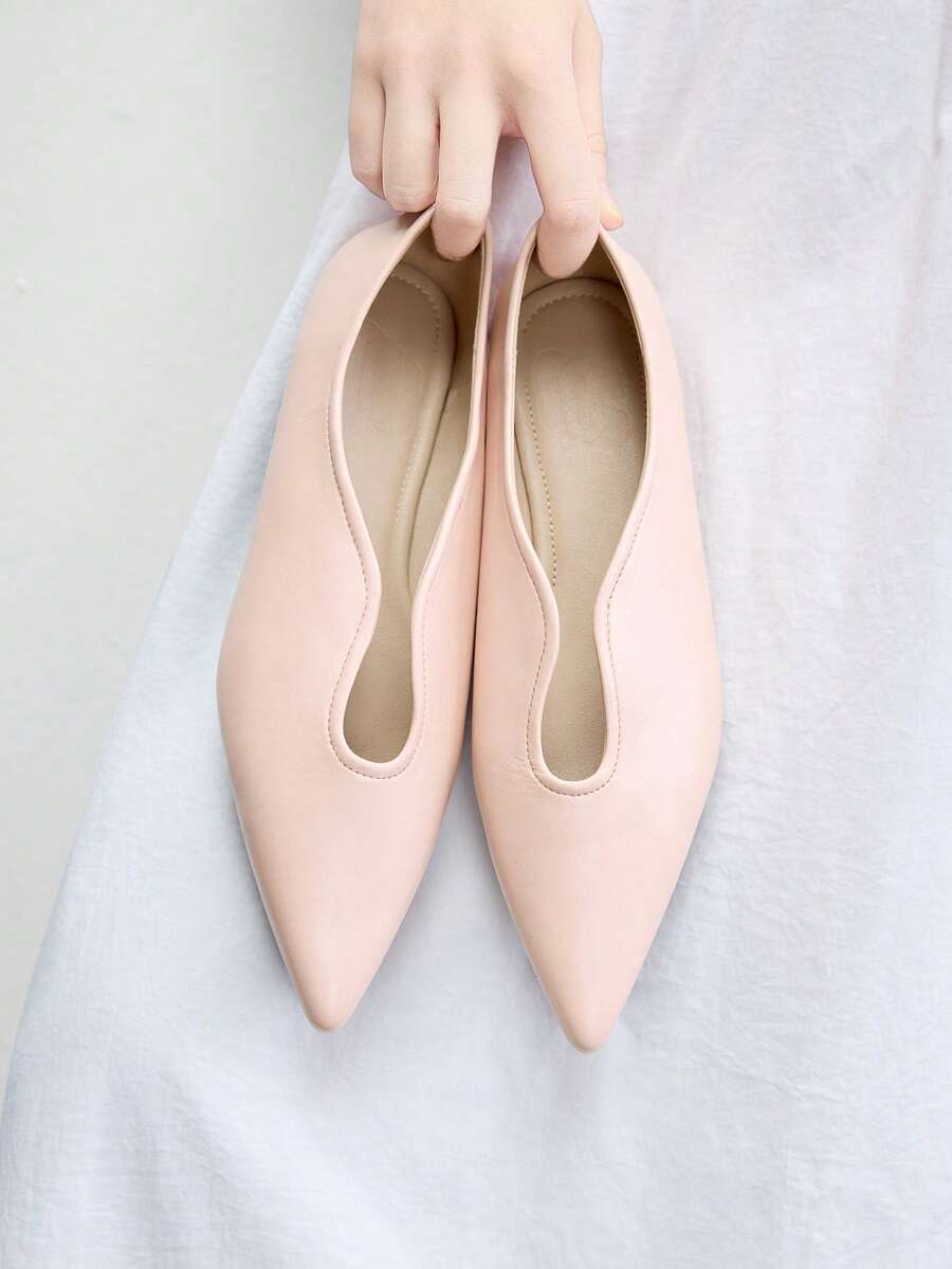 Pointed V Cut Suede Flats
