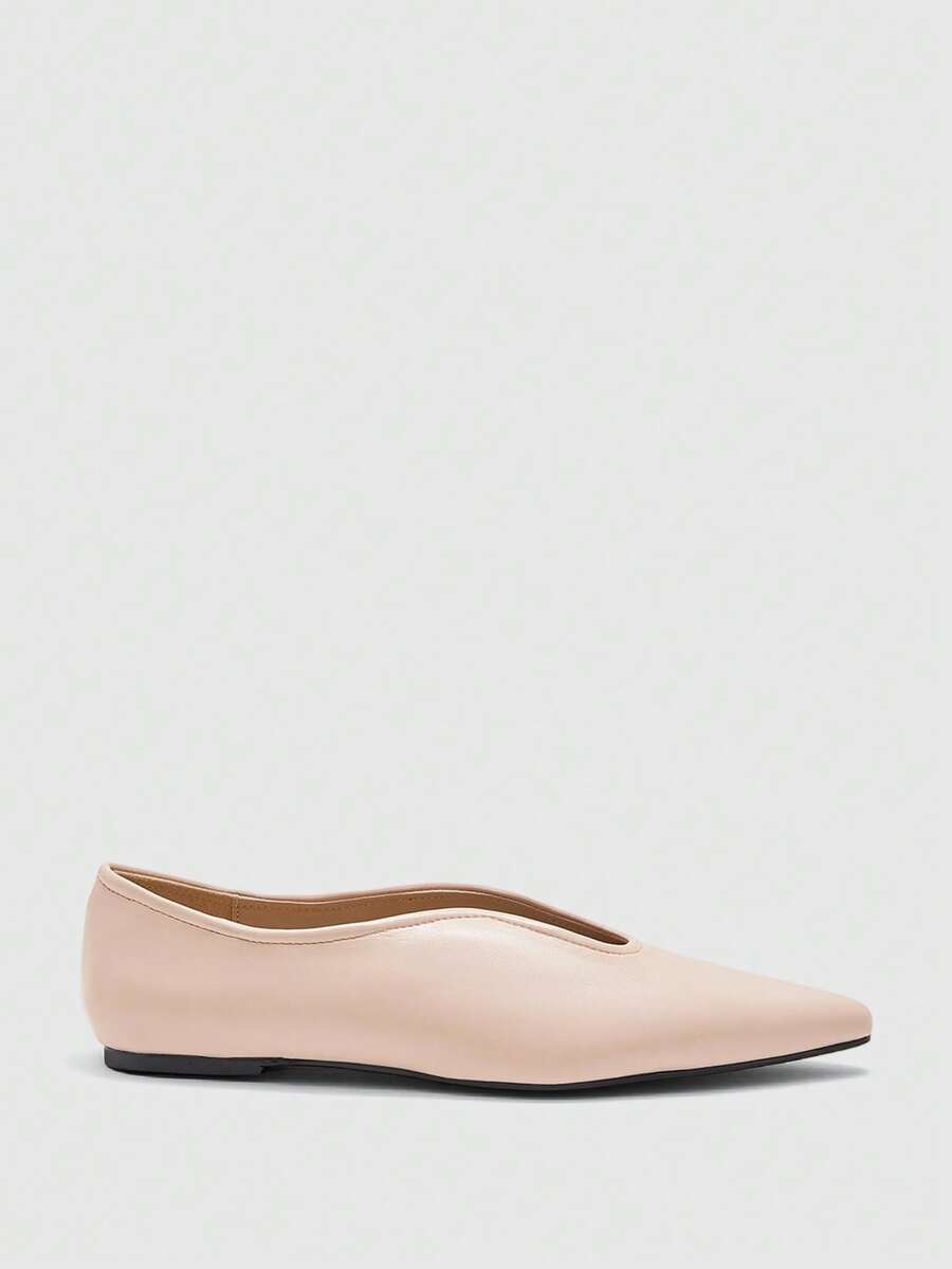 Pointed V Cut Suede Flats