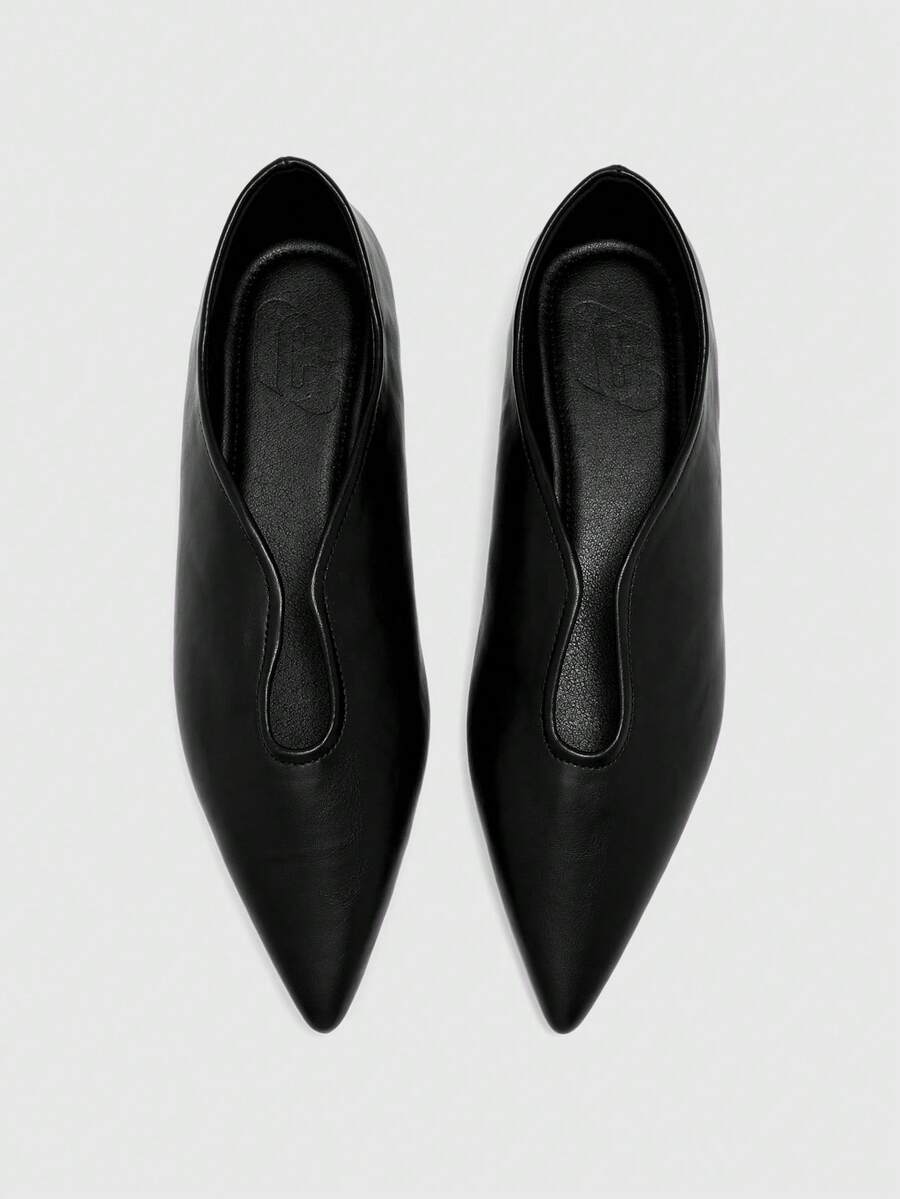 Pointed V Cut Suede Flats
