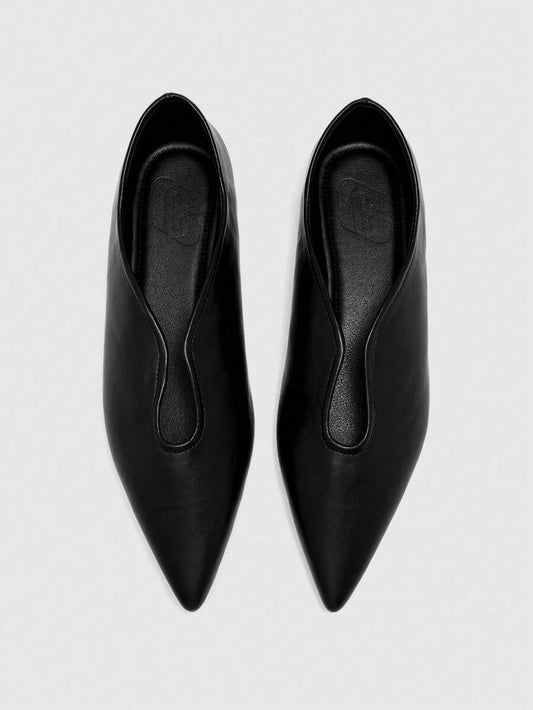 Pointed V Cut Suede Flats