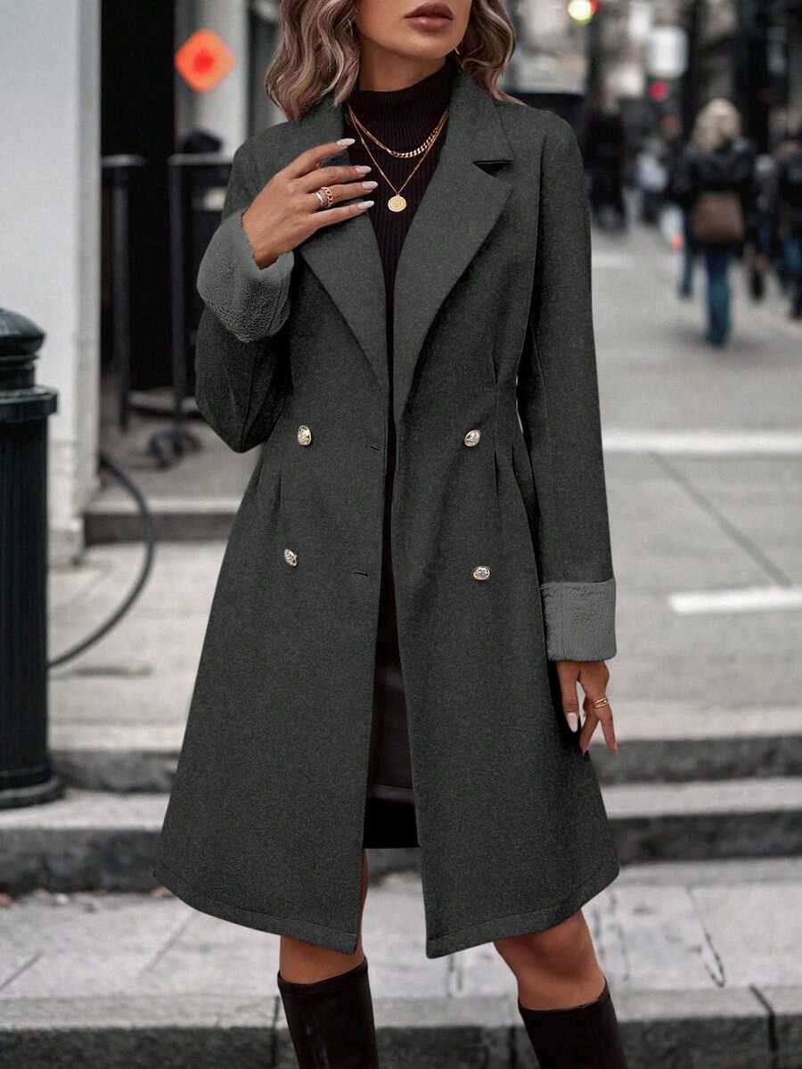 Lapel Double Breasted Overcoat