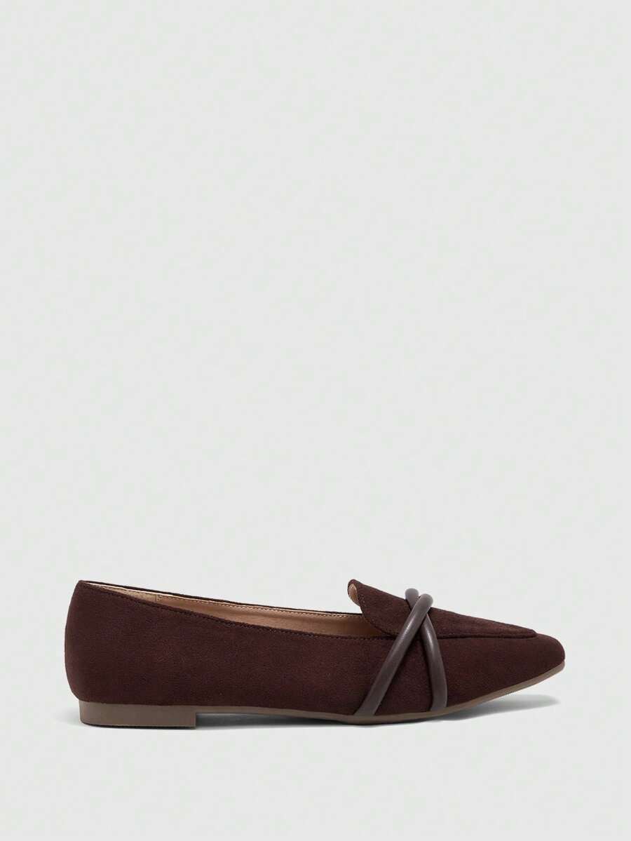 Croc Effect Criss Cross Strap Flats