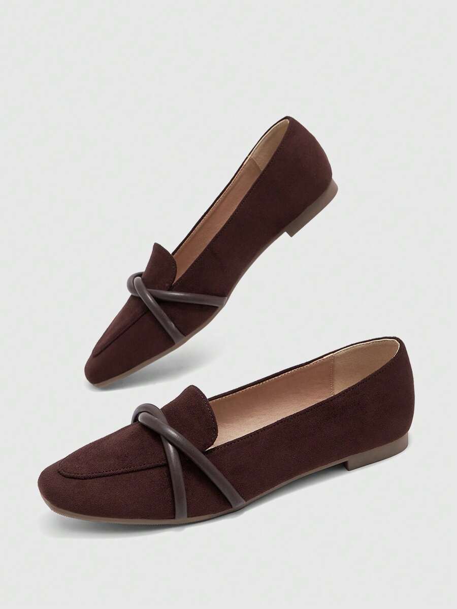 Croc Effect Criss Cross Strap Flats