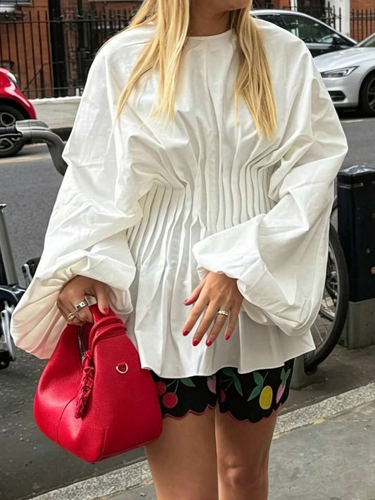 Ruffle Trim Bishop Sleeve Top