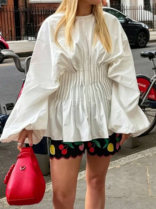 Ruffle Trim Bishop Sleeve Top