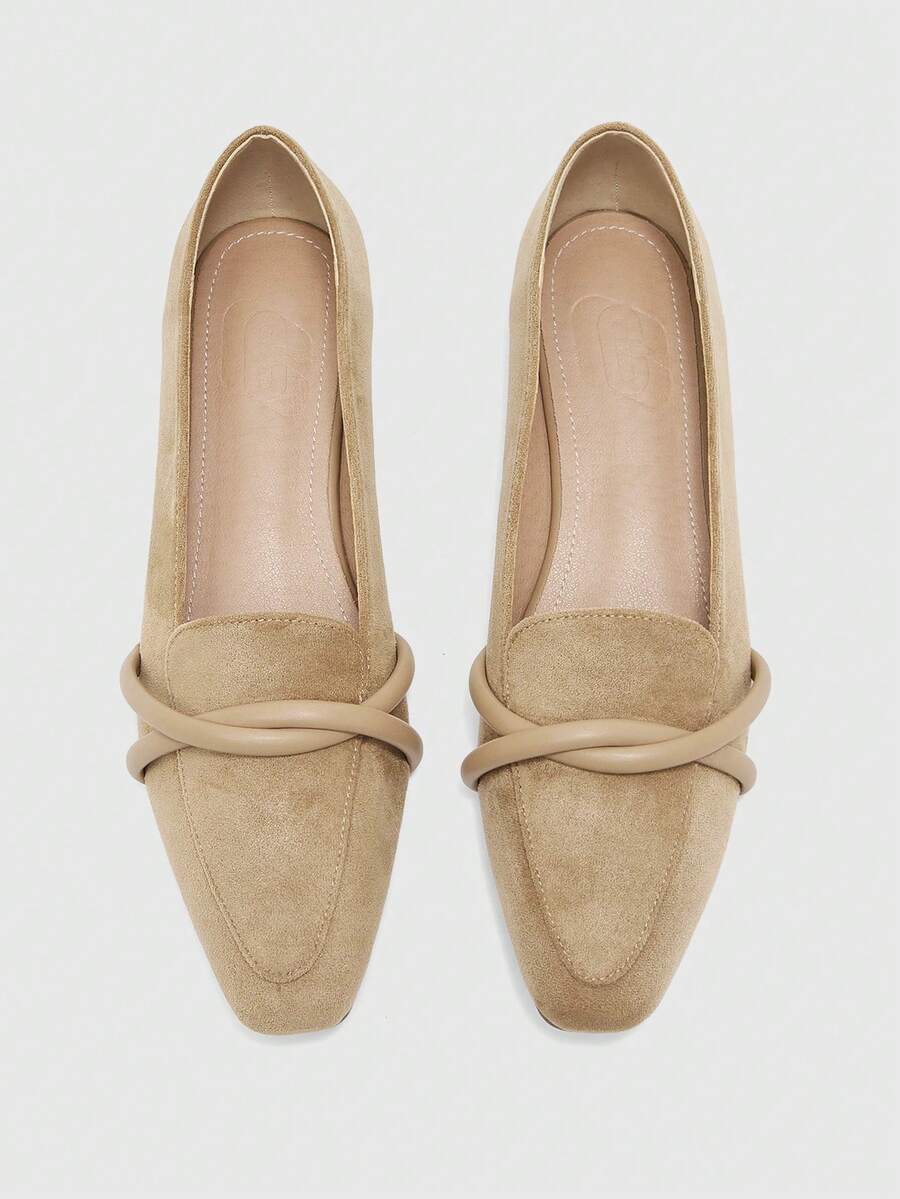 Croc Effect Criss Cross Strap Flats