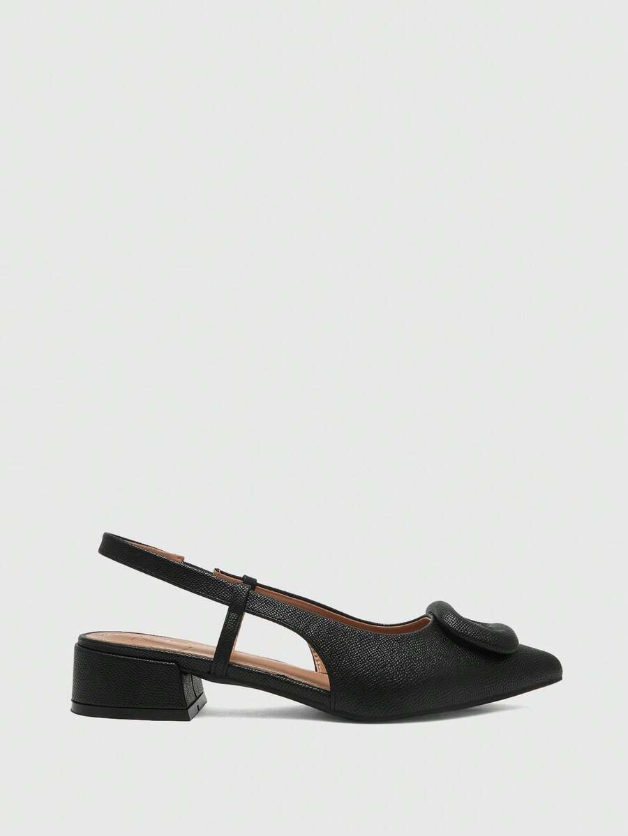 Pointed Toe Buckle Slingback Flats