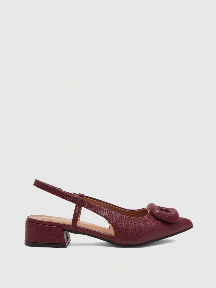 Pointed Toe Buckle Slingback Flats