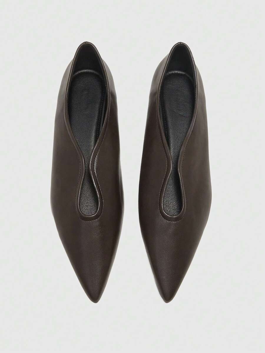 Pointed V Cut Suede Flats