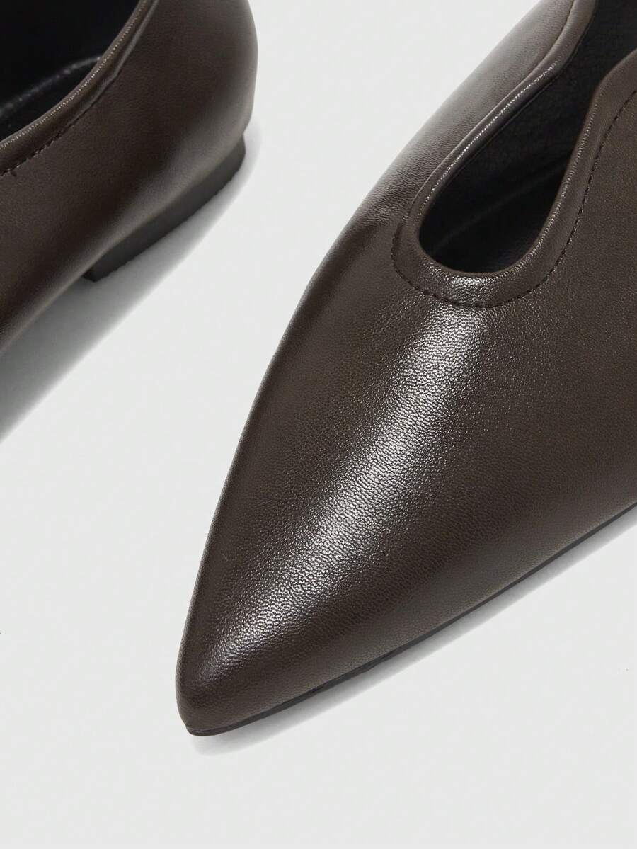 Pointed V Cut Suede Flats