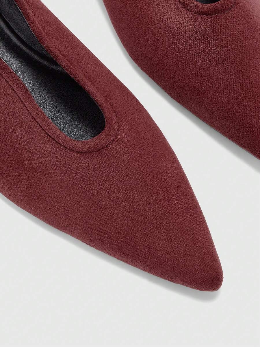 Pointed V Cut Suede Flats