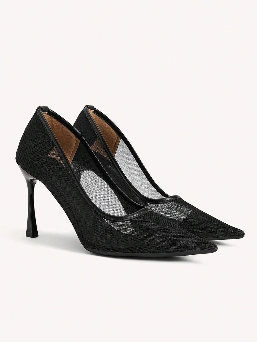 Lace Mesh Pointed Toe Stiletto Heels