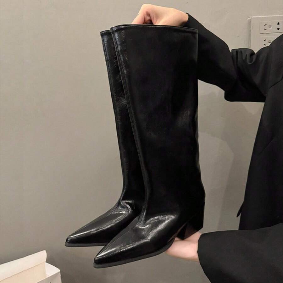 Pointed Toe Wide Calf Knee Boots