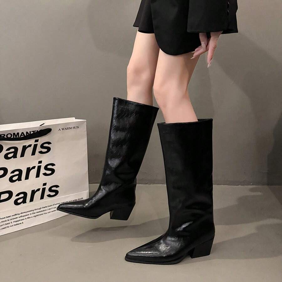 Pointed Toe Wide Calf Knee Boots