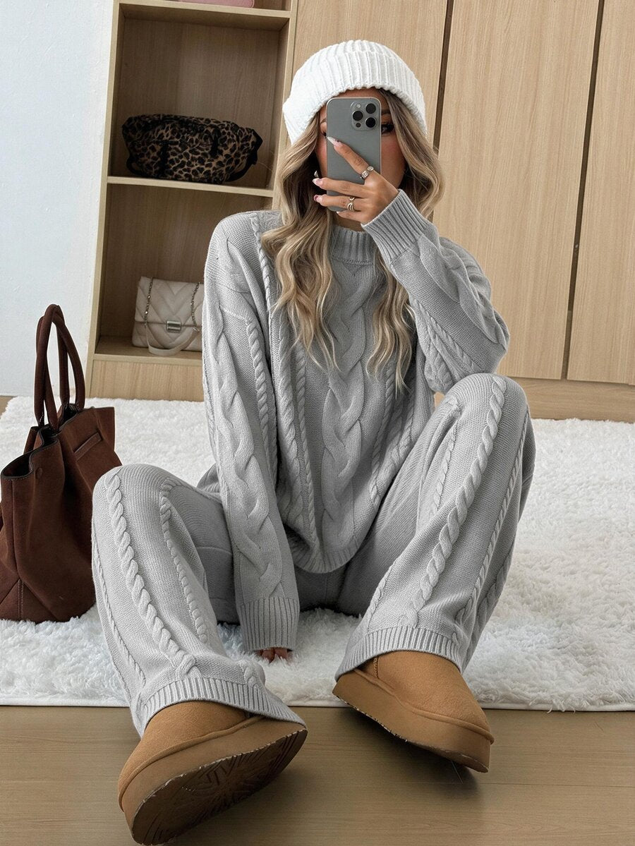 Cable Knit Sweater and Pants Set