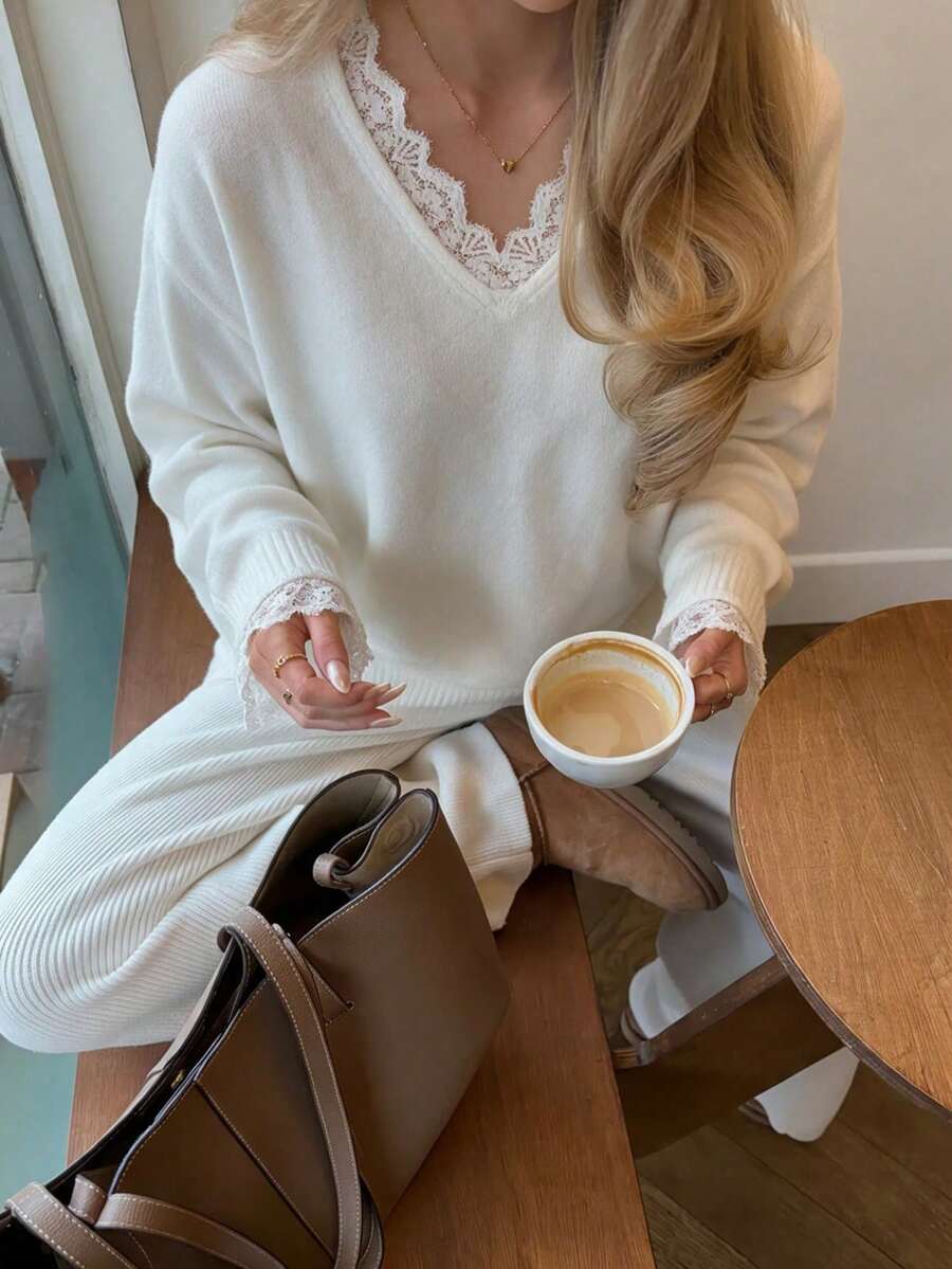 Striped High Neck Loose Knit Sweater