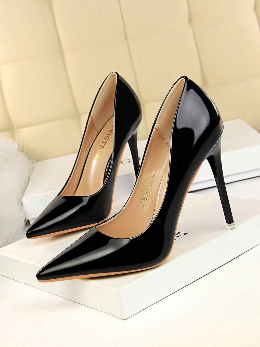 Pointed Toe Patent Stiletto Court Heels
