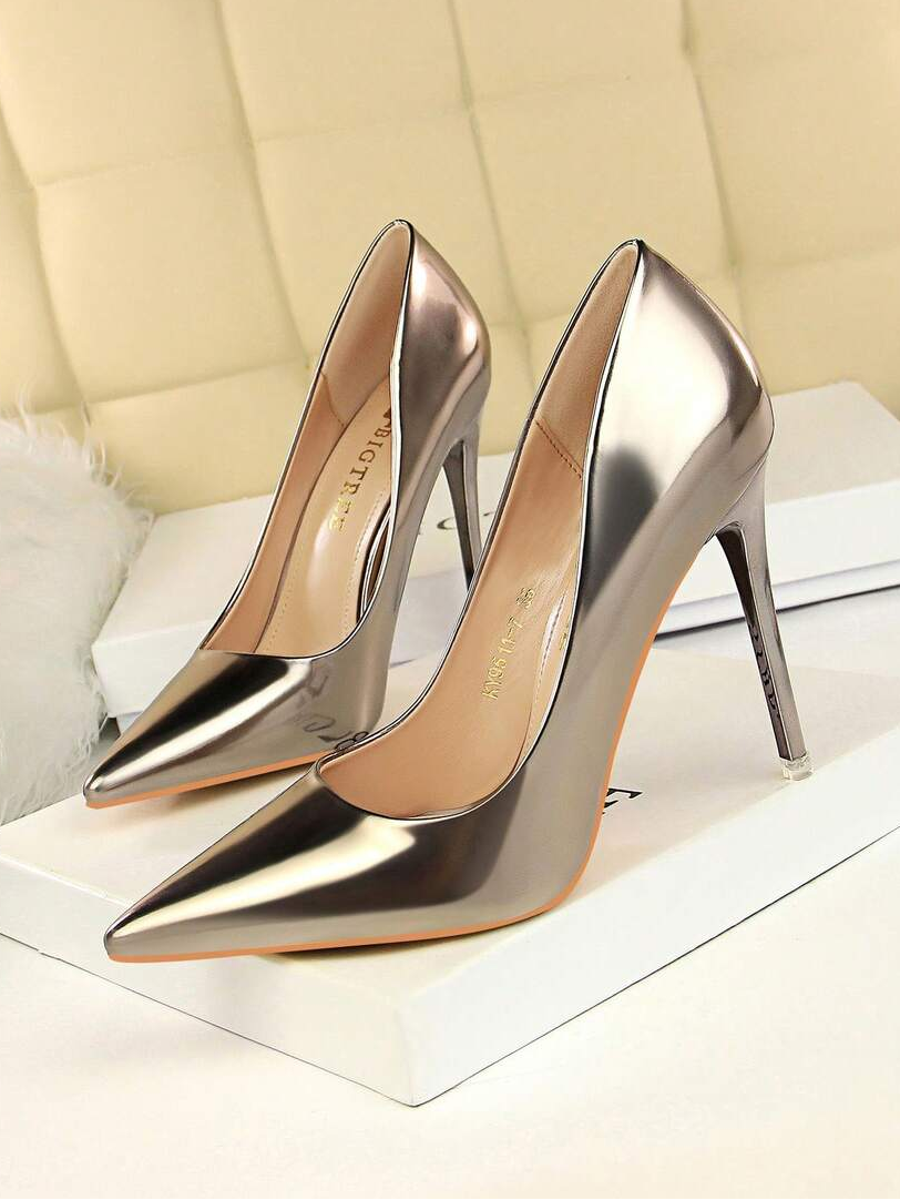 Pointed Toe Patent Stiletto Court Heels