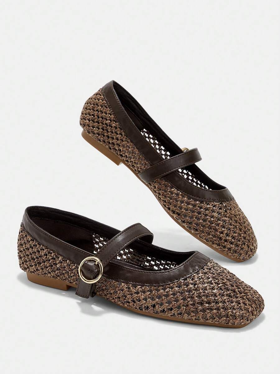 Square Toe Mary Jane Ballet Flats