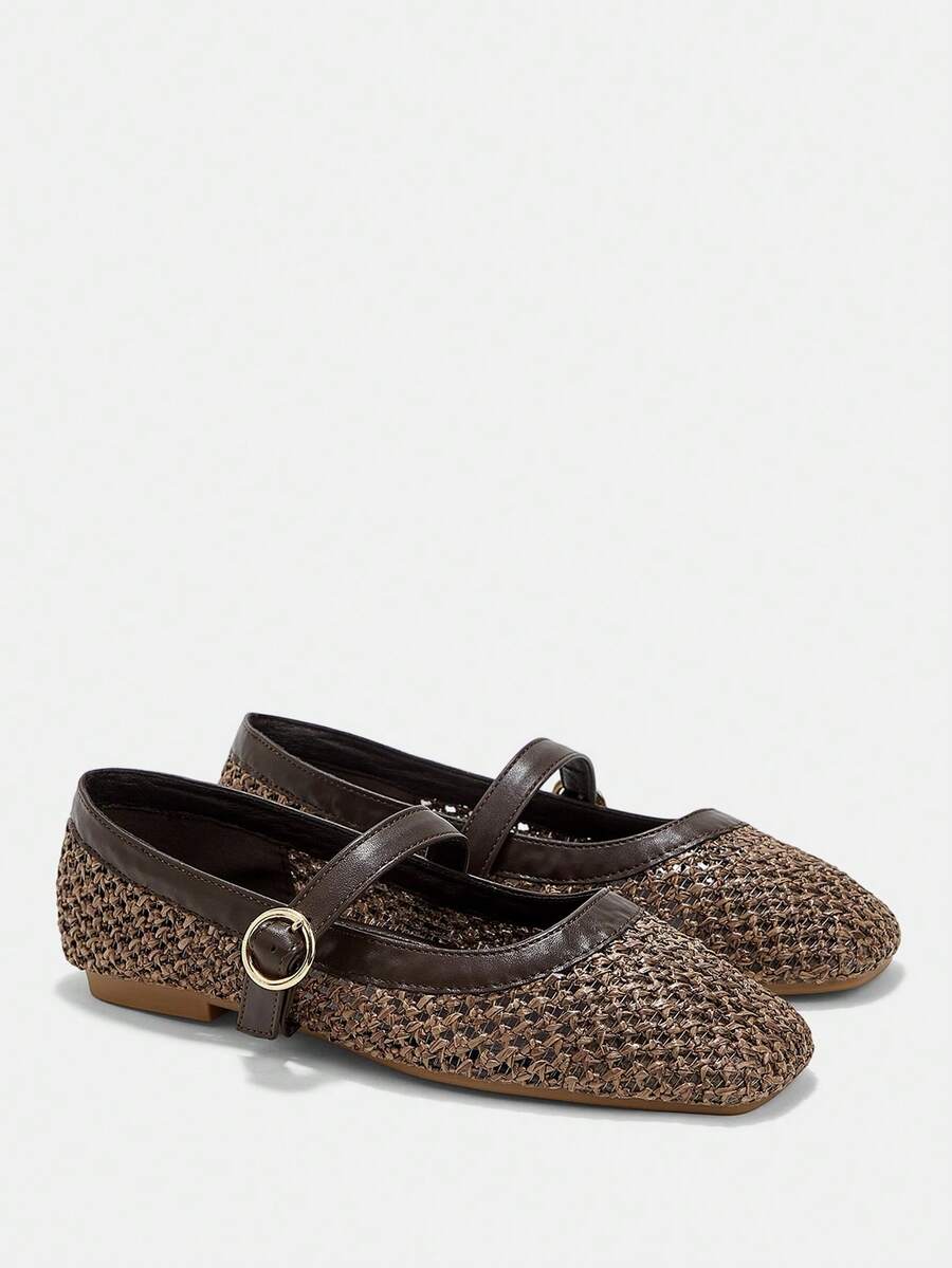 Square Toe Mary Jane Ballet Flats