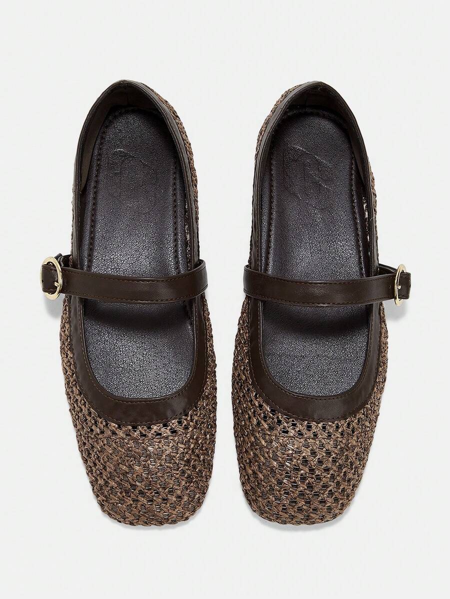 Square Toe Mary Jane Ballet Flats