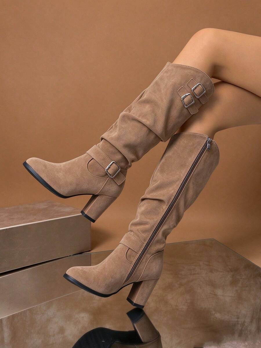 Western Fringe Knee High Boots