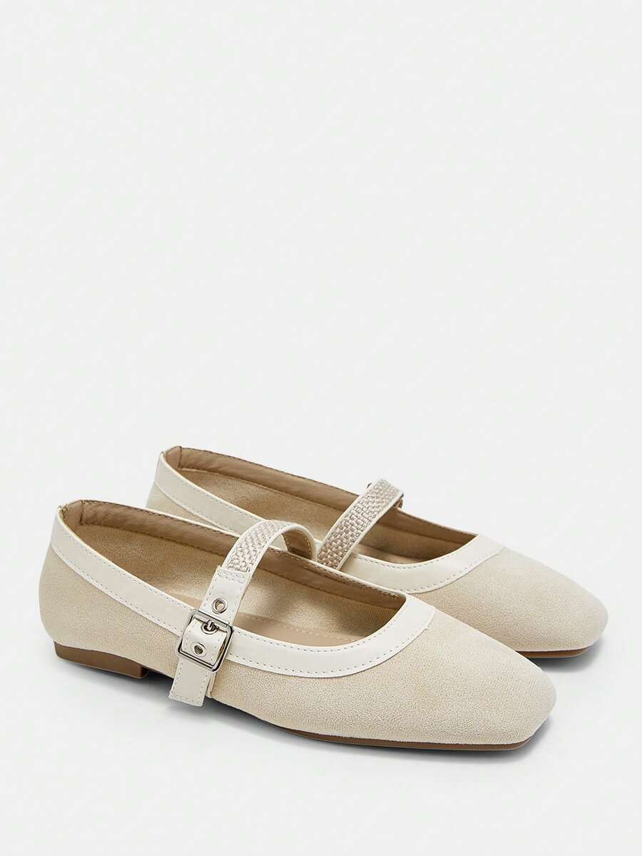 Square Toe Mary Jane Ballet Flats