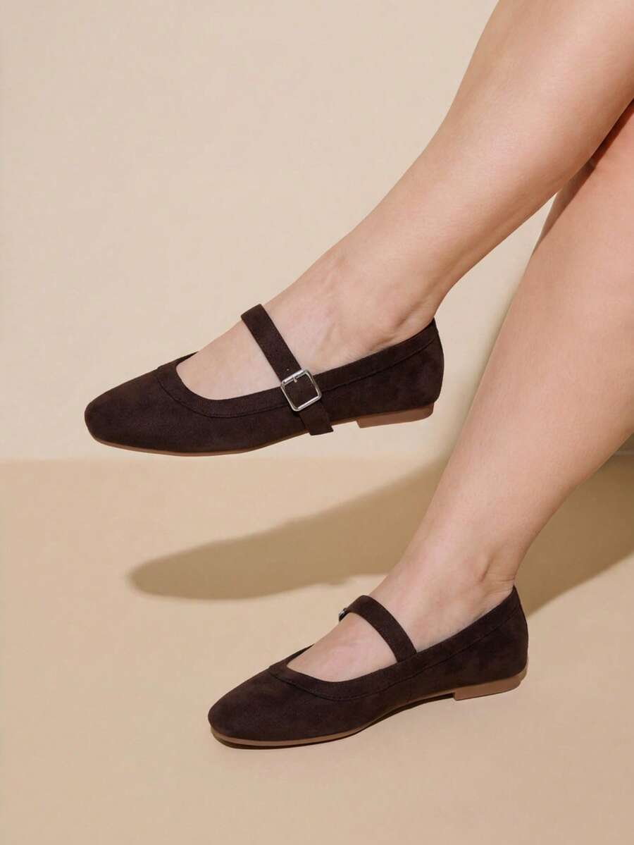 Square Toe Mary Jane Ballet Flats
