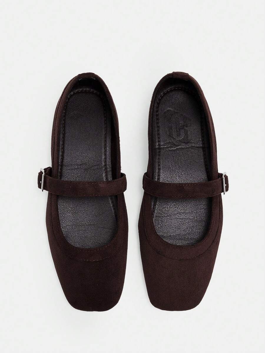 Square Toe Mary Jane Ballet Flats