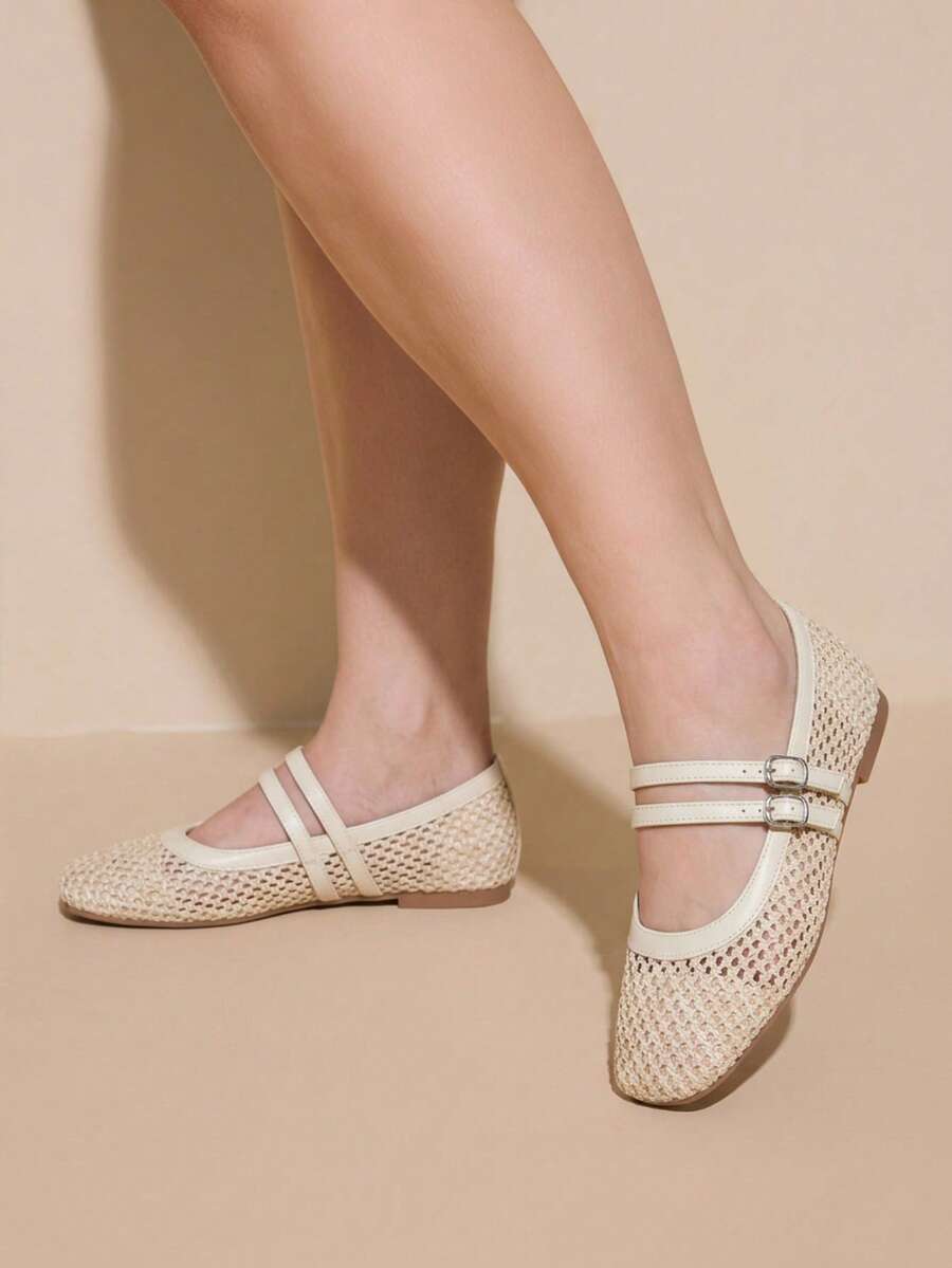 Square Toe Mary Jane Ballet Flats